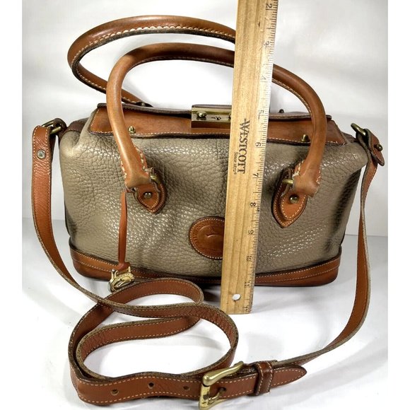 Dooney & Bourke Vintage Beige Leather Satchel Doctor Shoulder Bag- Distressed - Picture 7 of 12